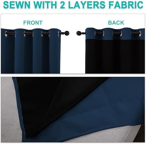 Moroccan blue lined full shade drapes — photo 5