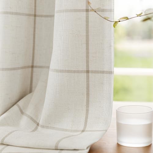 DriftAway taupe plaid linen curtains 84 inches long — photo 4