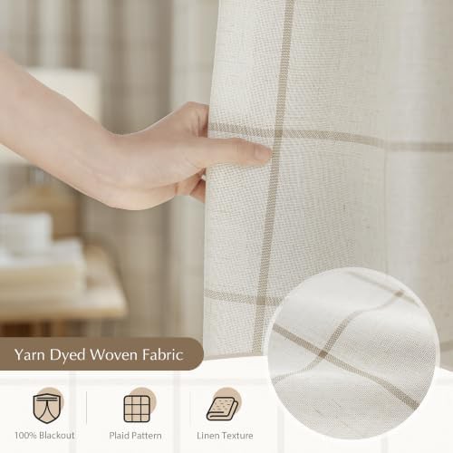 DriftAway taupe plaid linen curtains 96 inches long — photo 5