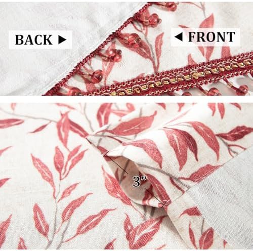Red leaf print scalloped valance with beads — photo 4