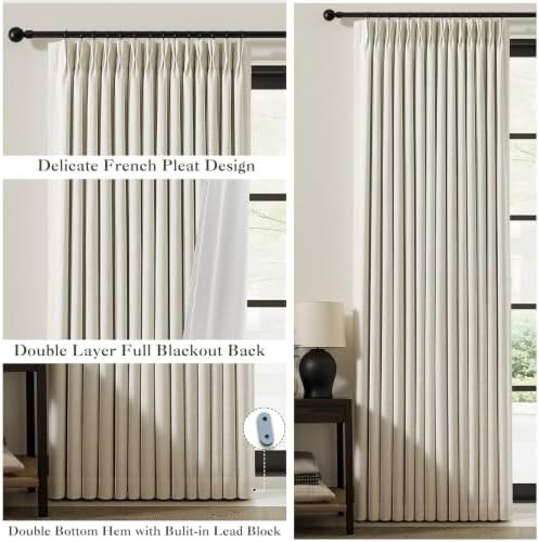Linen pinch pleated blackout curtains 102 in long — photo 5