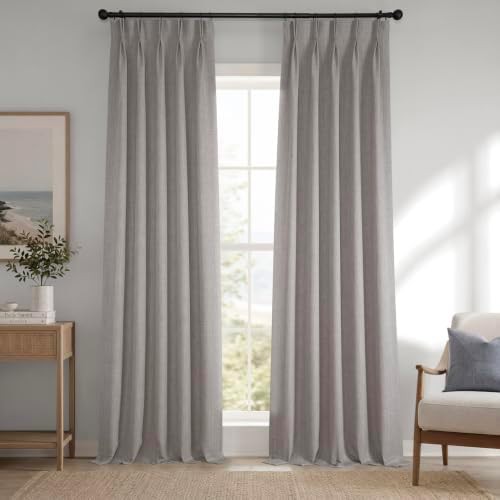 Clay Faux Linen Pinch Pleated Room Darkening Curtain
