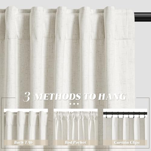 Beige ivory back tab blackout curtains — photo 3