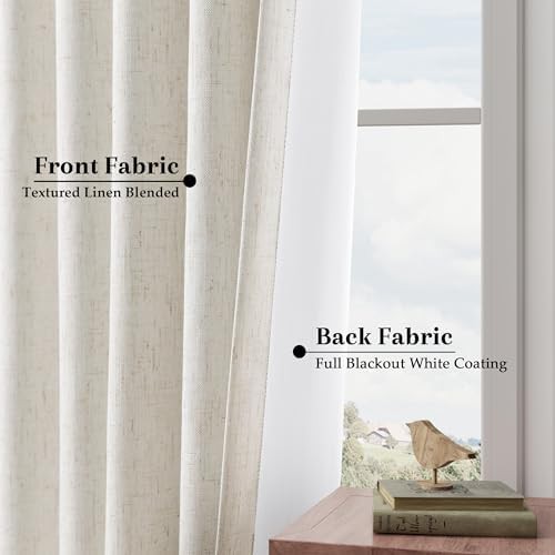 Beige ivory back tab blackout curtains — photo 5