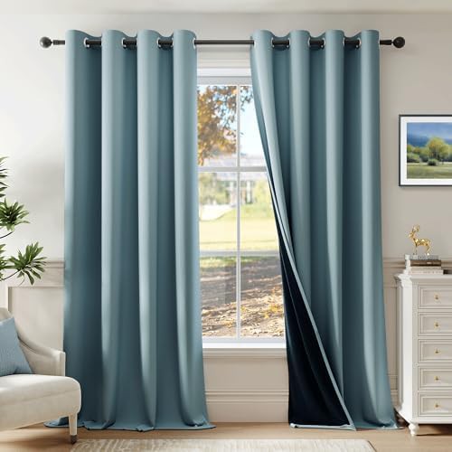 Dusty blue blackout curtains 63 in