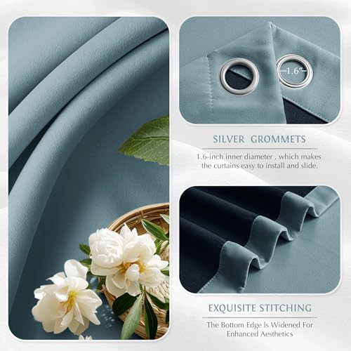 Dusty blue blackout curtains 63 in — photo 3