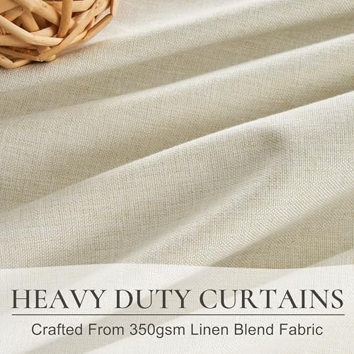 Cream Linen Pinch Pleated Room Darkening Curtains — photo 3