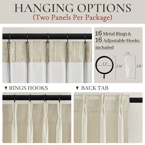 Cream Linen Pinch Pleated Room Darkening Curtains — photo 4