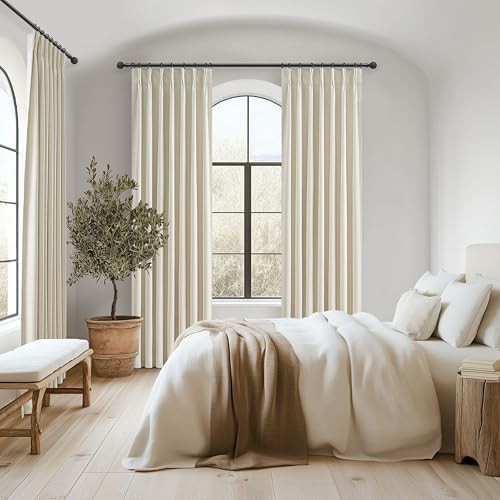 Cream Linen Pinch Pleated Room Darkening Curtains — photo 5