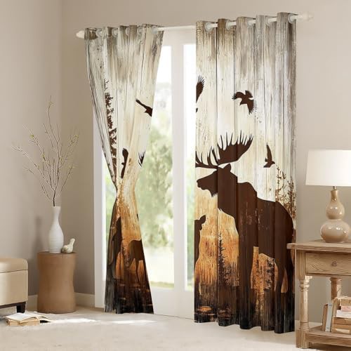 Hunting elk eagle wooden board curtains — photo 3