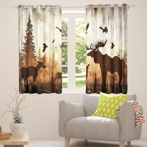 Hunting elk eagle wooden board curtains — photo 5