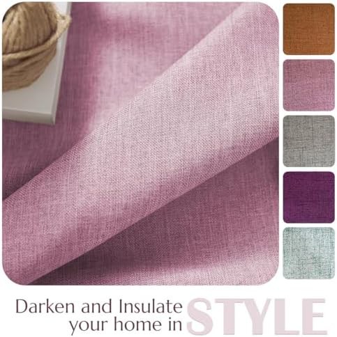 Pink Linen Thermal Blackout Drapes — photo 4