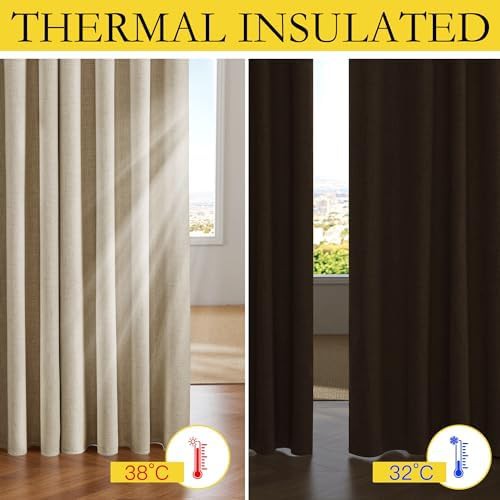 Cream linen thermal blackout drapes 90 in — photo 4