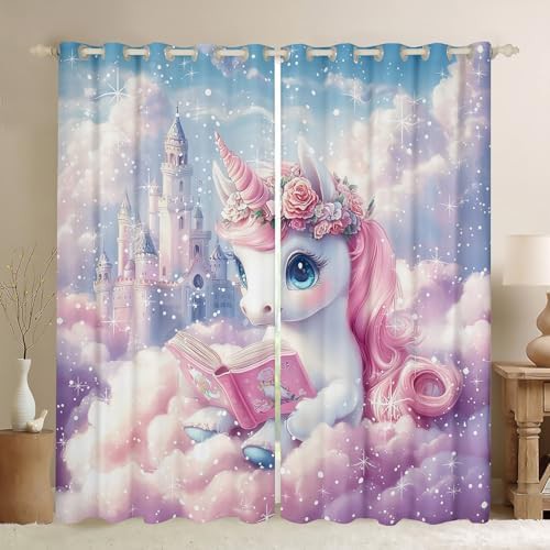 Vintage castle glitter cloud blackout curtain 54 in