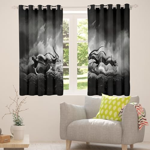 Goat animal black grey western farmhouse curtain — photo 5