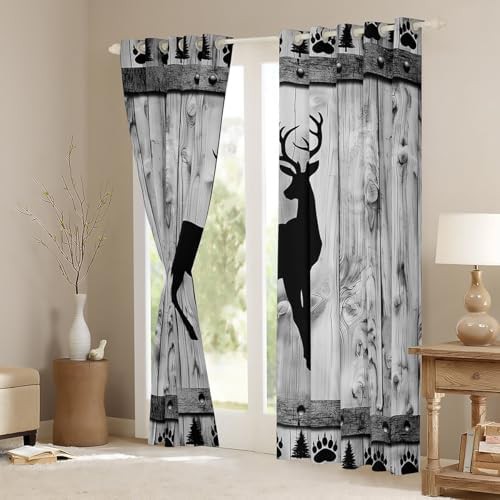 Rustic farmhouse deer and wood board curtains — photo 3