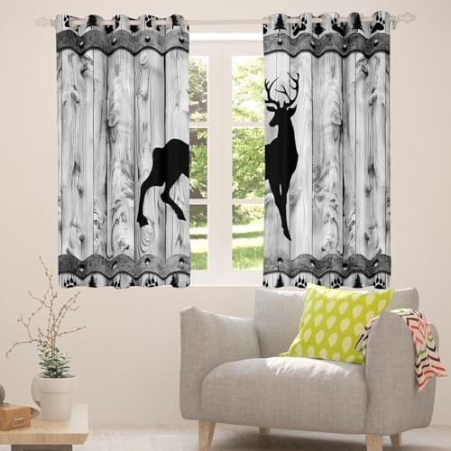 Rustic farmhouse deer and wood board curtains — photo 4