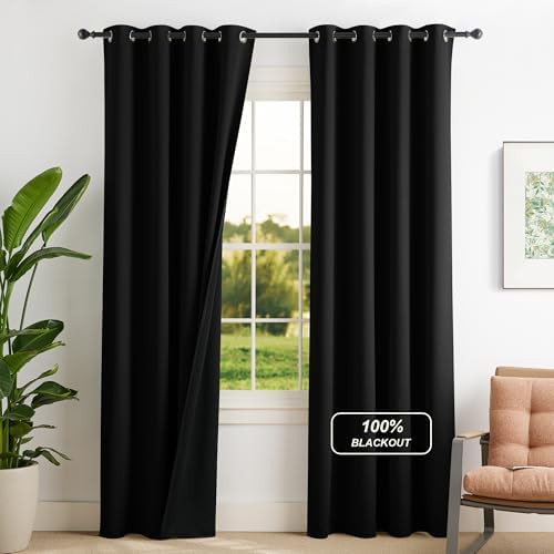 Black grommet thermal insulated bedroom curtains