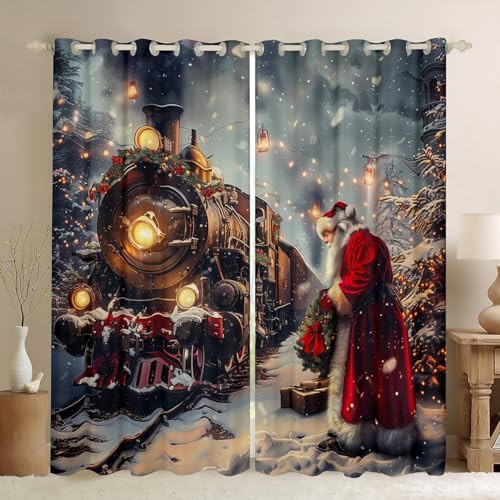 Santa Claus night train winter blackout curtain 45 in