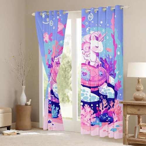 Sea turtle unicorn kids blackout curtain 63 in — photo 3