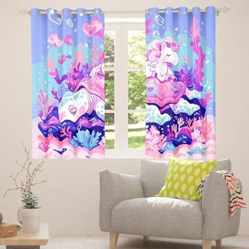 Sea turtle unicorn kids blackout curtain 63 in — photo 5