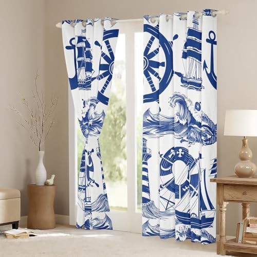 Nautical adventure lighthouse blackout curtain 63 in — photo 3
