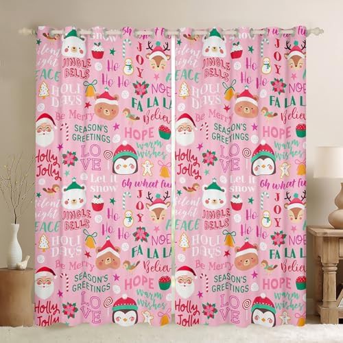 Gingerbread candy Christmas pink blackout curtain 84 in
