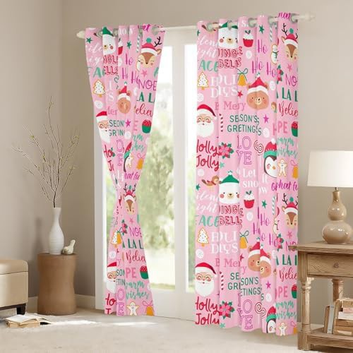 Gingerbread candy Christmas pink blackout curtain 84 in — photo 3