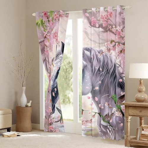 Horse wildlife and japanese cherry blossom curtains — photo 3