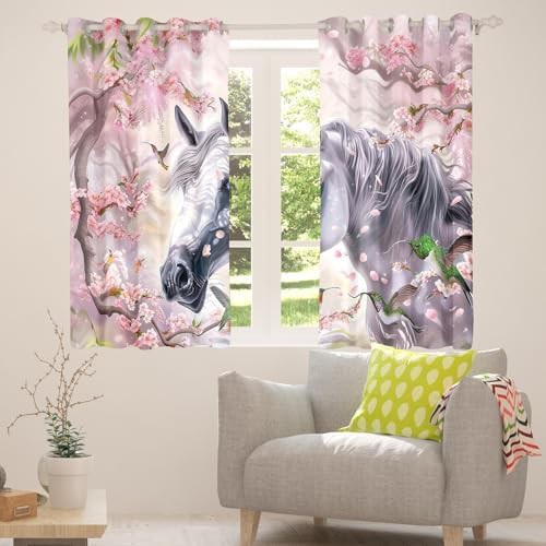 Horse wildlife and japanese cherry blossom curtains — photo 5