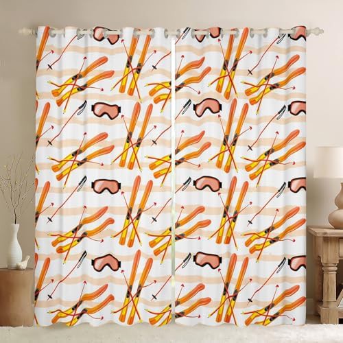 Cartoon ski board outdoor sports window curtains