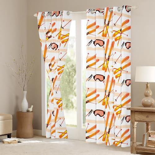 Cartoon ski board outdoor sports window curtains — photo 3
