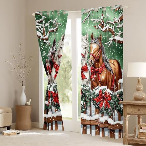 Christmas theme horse and snowflake window curtains — photo 3