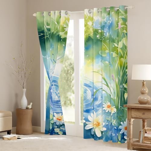 Dragonfly and summer pond flower window curtains — photo 3