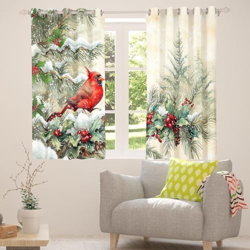 Cardinal bird berry winter snow blackout curtain 45 in — photo 4