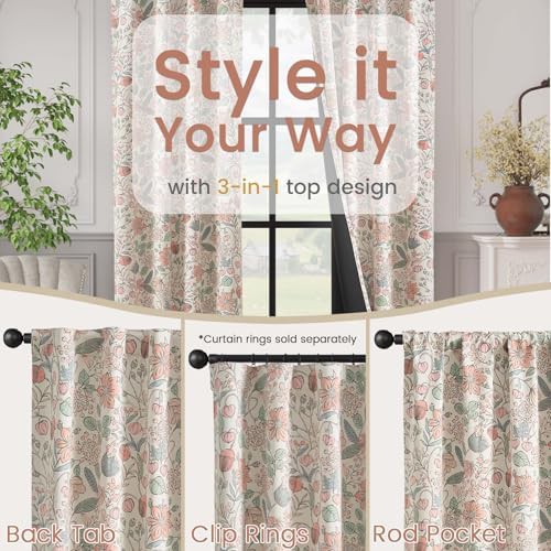 Pink floral 84 inch kids blackout curtains — photo 4