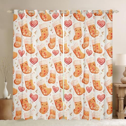 Merry christmas yellow stockings window curtain decor