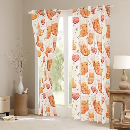Merry christmas yellow stockings window curtain decor — photo 3