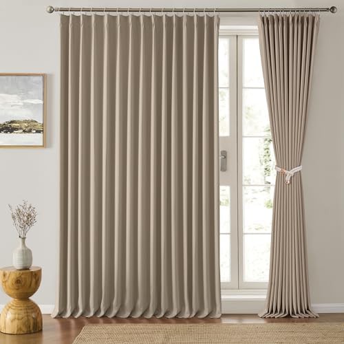 Khaki pinch pleated patio sliding door curtain 84 in