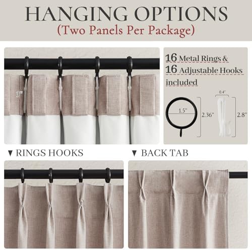 Rustic Natural Linen Pinch Pleated Curtains — photo 5