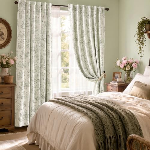 Green woodland farmhouse back tab 84 inch curtains — photo 4