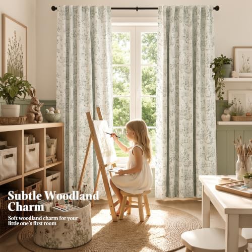Green woodland farmhouse back tab 84 inch curtains — photo 5