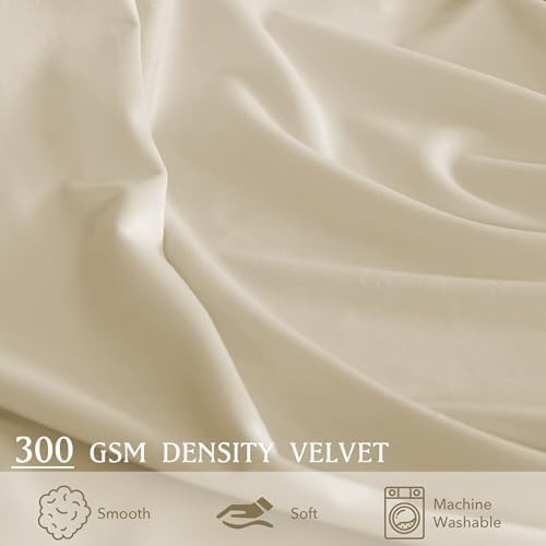 Beige pinch pleated velvet curtains 96 in — photo 3