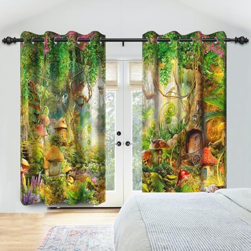 Green forest mushroom blackout curtains 45 in — photo 4