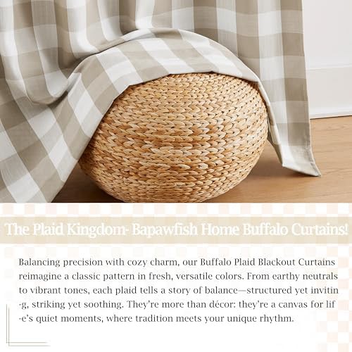 Beige White Buffalo Plaid Farmhouse Drapes — photo 5