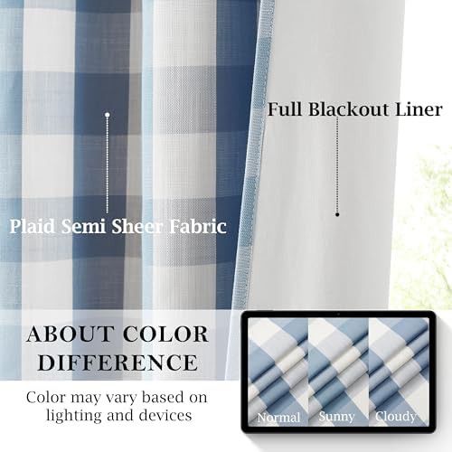 Blue Buffalo Plaid Total Blackout Curtains — photo 3