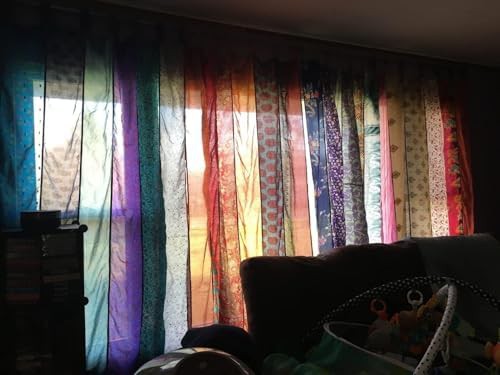 Beige Boho Patchwork Tapestry Curtains — photo 4