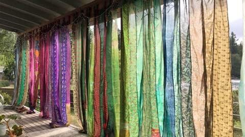 Beige Boho Patchwork Tapestry Curtains — photo 5