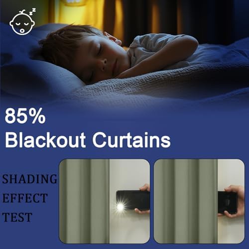 Sally Sage Green Short Blackout Curtains — photo 3