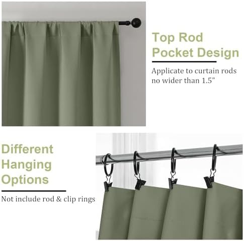 Sally Sage Green Short Blackout Curtains — photo 4